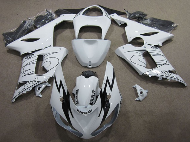2005-2006 Kawasaki ZX6R Motorcycle Fairing Kits - White Black