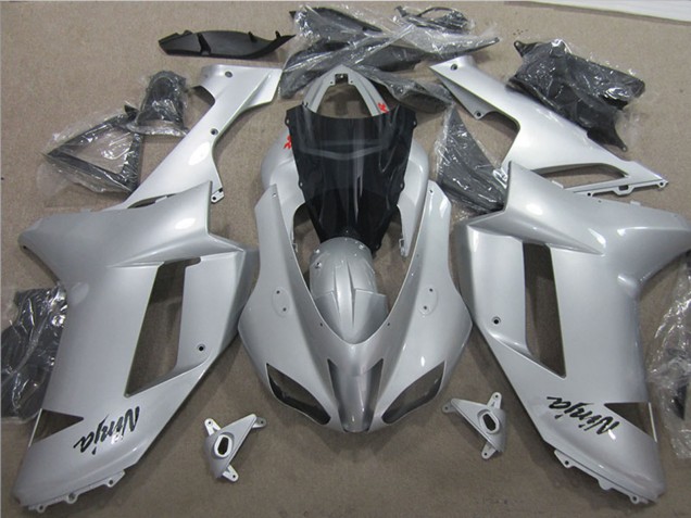 2007-2008 Kawasaki ZX6R Motorcycle Fairings - Silver