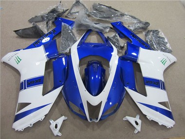 2007-2008 Kawasaki ZX6R Motorcycle Fairings - Blue White Monster