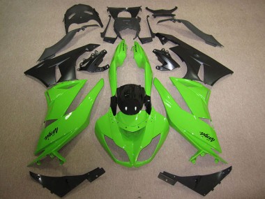 2009-2012 Kawasaki ZX6R Motorcycle Fairings - Green Glossy Black Matte Black