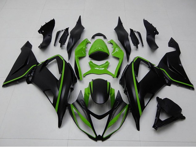 2013-2018 Kawasaki ZX6R Motorcycle Fairings - Green Matte Black