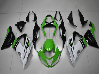 2013-2018 Kawasaki ZX6R Motorcycle Fairings - Green White Black Stripe