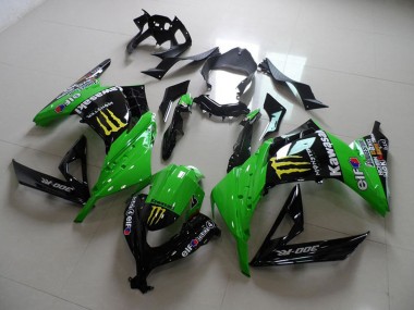 2013-2018 Kawasaki ZX300R Motorcycle Fairings - Green Glossy Black Yellow Elf Touch4 Monster