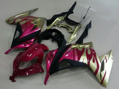 2013-2018 Kawasaki ZX300R Motorcycle Fairings - Gold Pink Red Black