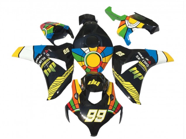 2008-2011 Honda CBR1000RR Motorcycle Fairings - Blue Yellow Green Red Black Color Wheel 99