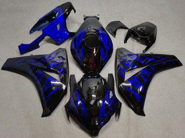 2008-2011 Honda CBR1000RR Motorcycle Fairings - Glossy Black Blue Flame