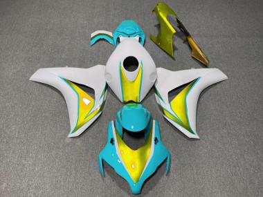 2008-2011 Honda CBR1000RR Motorcycle Fairings - White Light Blue Gold