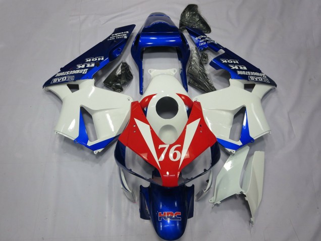 2003-2004 Honda CBR600RR Motorcycle Fairings - White Red Blue HRC 76