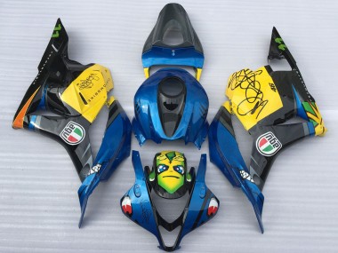 2009-2012 Honda CBR600RR Motorcycle Fairings - Blue Yellow Glossy Black Shark
