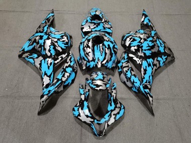 2009-2012 Honda CBR600RR Motorcycle Fairings - Blue Silver Camouflage
