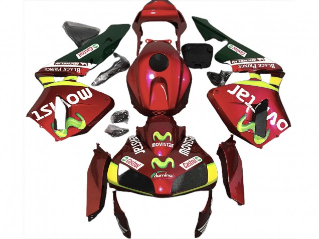 2003-2004 Honda CBR600RR Motorcycle Fairings - Red Yellow Green MoviStar