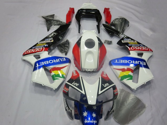 2003-2004 Honda CBR600RR Motorcycle Fairing Kits - White Red Blue Glossy Black EuroBet