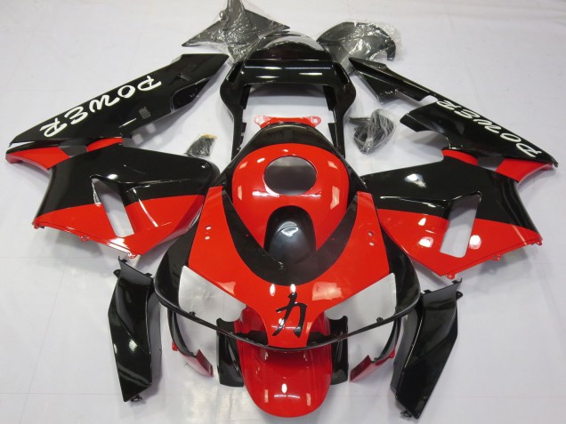 2003-2004 Honda CBR600RR Motorcycle Fairings - Red Glossy Black Power