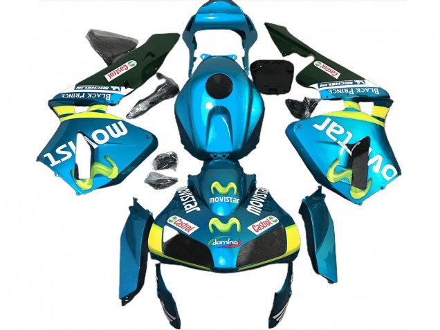2003-2004 Honda CBR600RR Motorcycle Fairings - Light Blue Yellow Green MoviStar