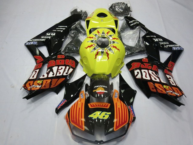 2013-2026 Honda CBR600RR Motorcycle Fairings - Yellow Orange Glossy Black Rossi 46