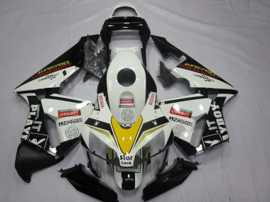 2003-2004 Honda CBR600RR Motorcycle Fairings - White Yellow Glossy Black Playboy Style