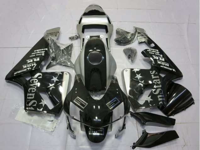 2003-2004 Honda CBR600RR Motorcycle Fairings - Silver Glossy Black SevenStars