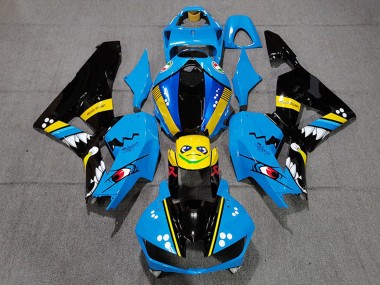 2013-2026 Honda CBR600RR Motorcycle Fairings - Blue Yellow Glossy Black Shark