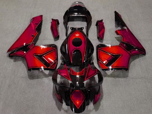 2003-2004 Honda CBR600RR Motorcycle Fairings - Red Glossy Black