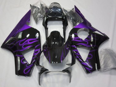 2002-2003 Honda CBR954RR Motorcycle Fairings - Glossy Black Purple Flame