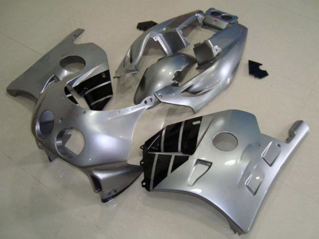 1990-1998 Honda CBR250RR Motorcycle Fairings - Silver Glossy Black