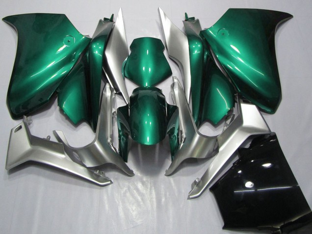 2010-2014 Honda VFR 1200 Motorcycle Fairings - Silver Seafoam Green