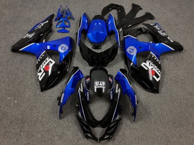 2009-2016 Suzuki GSXR 1000 Motorcycle Fairings - Black and Blue with Custom Logo