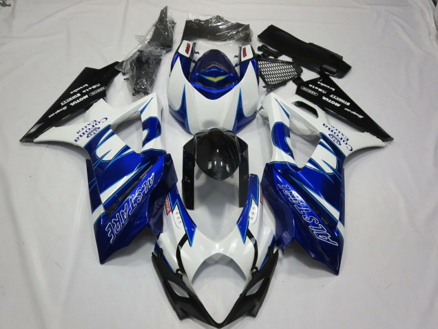2007-2008 Suzuki GSXR 1000 Motorcycle Fairings - White Blue Black Corona Alstare