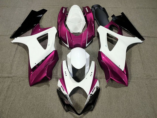 2007-2008 Suzuki GSXR 1000 Motorcycle Fairings - White Pink Black