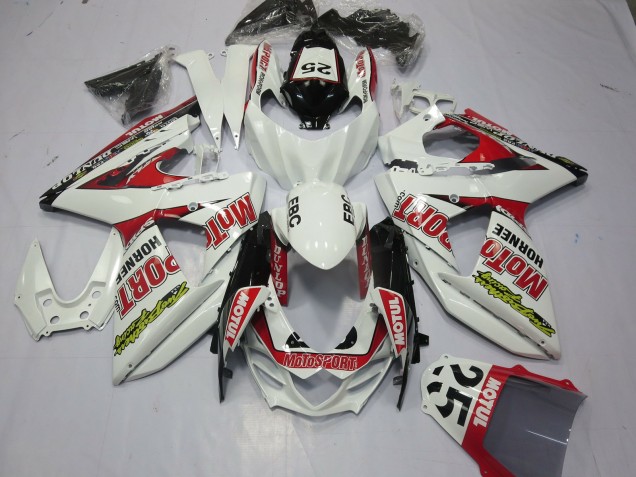 2009-2016 Suzuki GSXR 1000 Motorcycle Fairings - White Red Dunlop 52