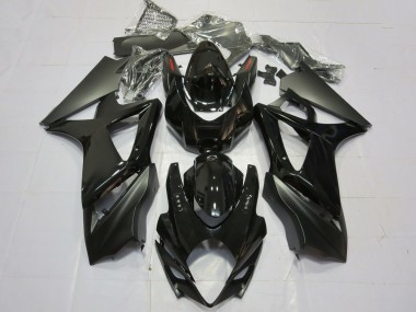 2007-2008 Suzuki GSXR 1000 Motorcycle Fairings - Glossy Black Matte Black Plain