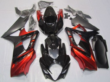 2007-2008 Suzuki GSXR 1000 Motorcycle Fairings - Glossy Black Red