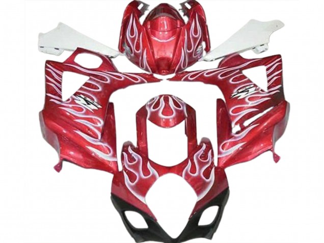 2007-2008 Suzuki GSXR 1000 Motorcycle Fairings - Red White Flame