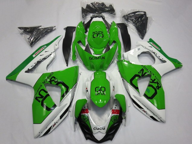 2009-2016 Suzuki GSXR 1000 Motorcycle Fairings - White Green Go Fun