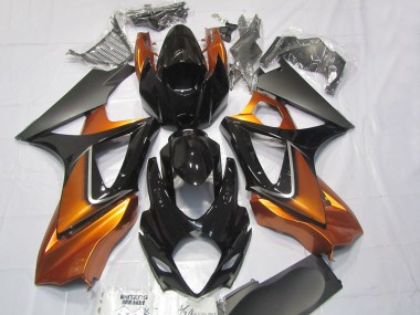 2007-2008 Suzuki GSXR 1000 Motorcycle Fairings - Orange Glossy Black Matte Black