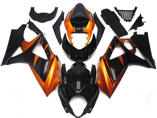 2007-2008 Suzuki GSXR 1000 Motorcycle Fairings - Orange Glossy Black