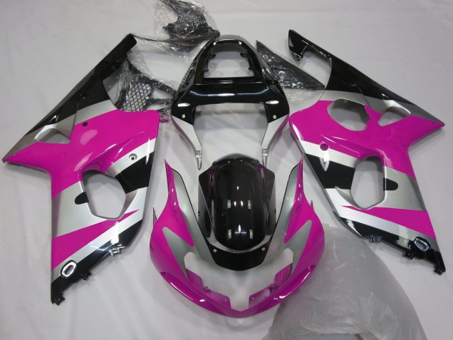 2000-2002 Suzuki GSXR 1000 Motorcycle Fairings - Pink Silver Glossy Black OEM Style