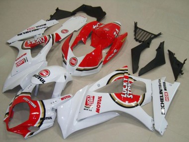 2007-2008 Suzuki GSXR 1000 Motorcycle Fairings - White Red Lucky Strike