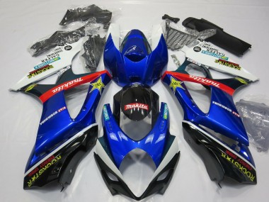 2007-2008 Suzuki GSXR 1000 Motorcycle Fairing - White Blue Red Black Rockstar