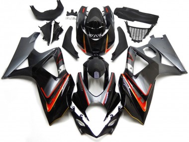 2007-2008 Suzuki GSXR 1000 Motorcycle Fairings - Glossy Black Red Silver