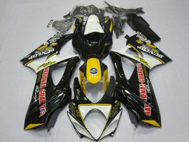 2007-2008 Suzuki GSXR 1000 Motorcycle Fairings - White Yellow Red Black Dunlop