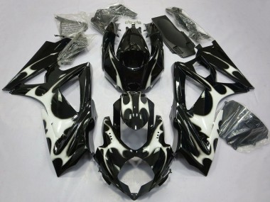 2008-2010 Suzuki GSXR 600 / GSXR 750 Motorcycle Fairings - Glossy Black White