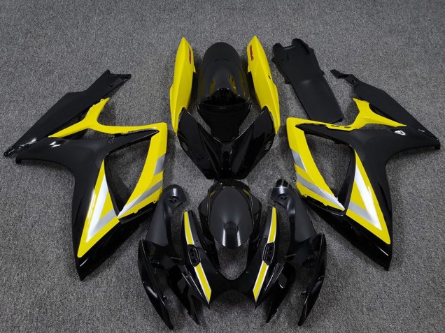 2006-2007 Suzuki GSXR 600 / GSXR 750 Motorcycle Fairings - Glossy Black Yellow Silver OEM Style