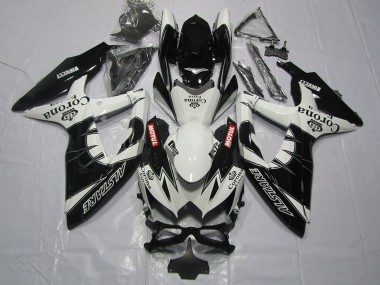2008-2010 Suzuki GSXR 600 / GSXR 750 Motorcycle Fairing - White Black Alstare Corona Motul