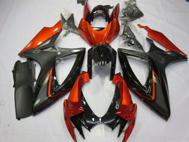 2006-2007 Suzuki GSXR 600 / GSXR 750 Motorcycle Fairings - Burnt Orange Grey Glossy Black