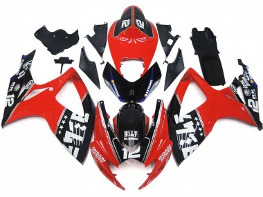 2006-2007 Suzuki GSXR 600 / GSXR 750 Motorcycle Fairings - Red Glossy Black White