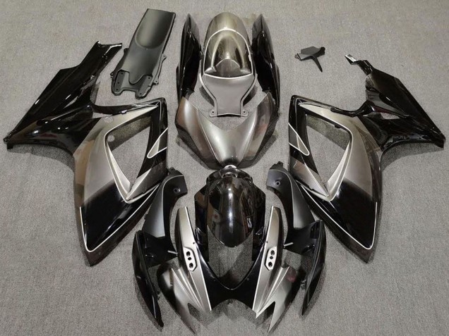 2006-2007 Suzuki GSXR 600 / GSXR 750 Motorcycle Fairings - Dark Silver Glossy Black
