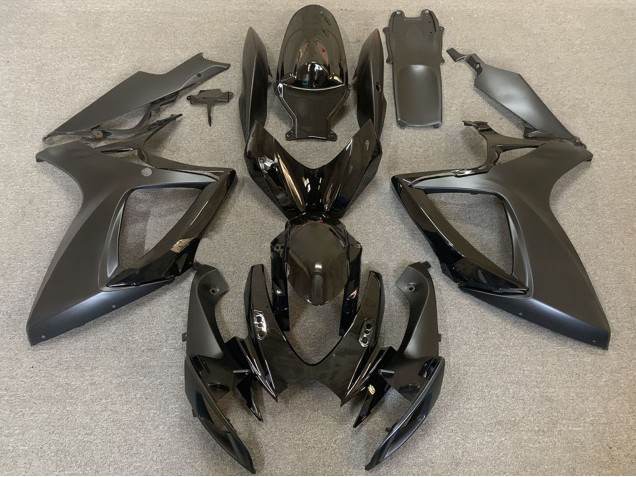 2006-2007 Suzuki GSXR 600 / GSXR 750 Motorcycle Fairings - Glossy Black Matte Black