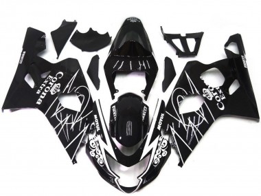 2004-2005 Suzuki GSXR 600 / GSXR 750 Motorcycle Fairings - Glossy Black White Corona Style