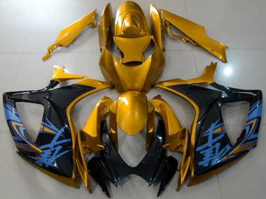 2006-2007 Suzuki GSXR 600 / GSXR 750 Motorcycle Fairings - Gold Black Blue